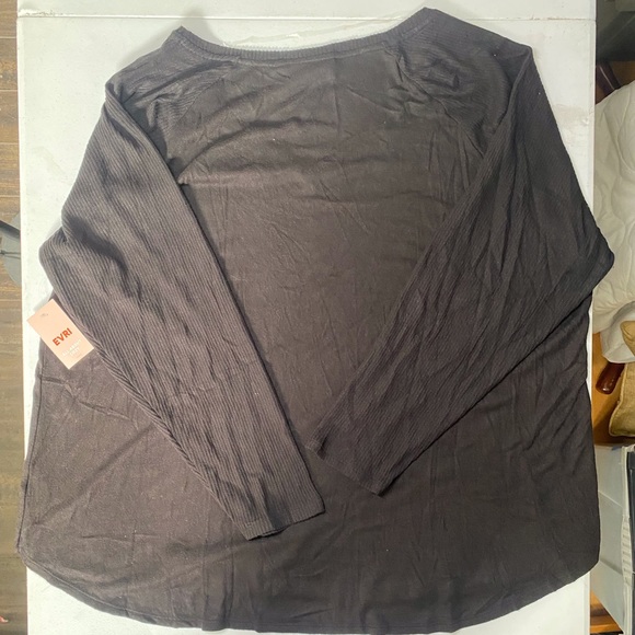 NWT EVRI Ribbed Knit Mineral Black Long Sleeve Shirt - Picture 5 of 5